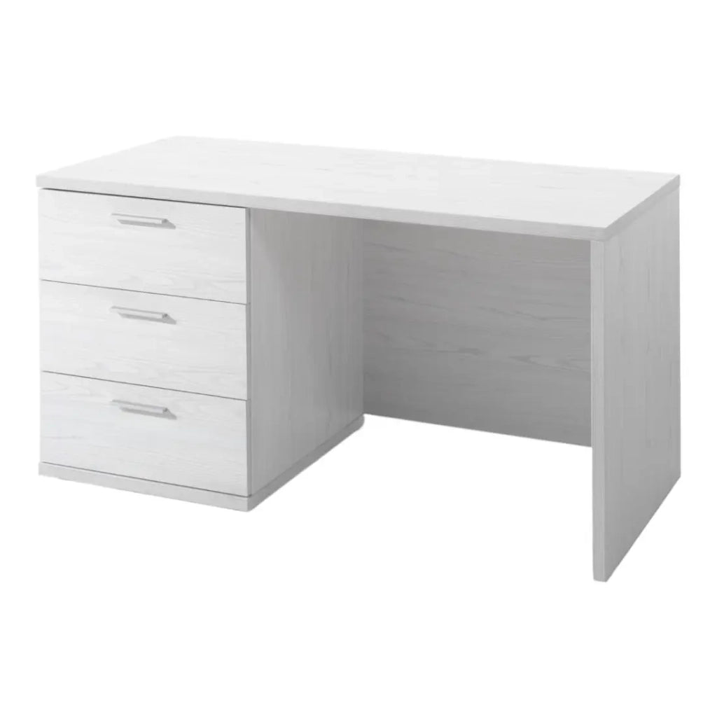 Scrivania robusta per bambini con 3 cassetti collezione OLVENA colore bianco effetto legno.