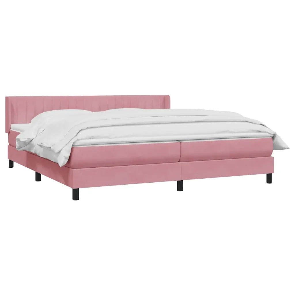 Giroletto a Molle con Materasso Rosa 180x210 cm in Velluto 3318296