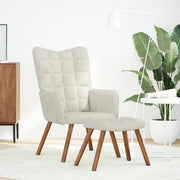 Poltrona Relax | Sedia Relax con Sgabello in Velluto Crema