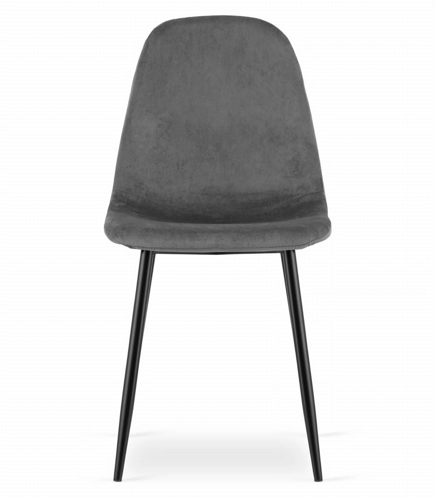 Sedia Valora COMO in velluto grigio scuro, design ergonomico x3