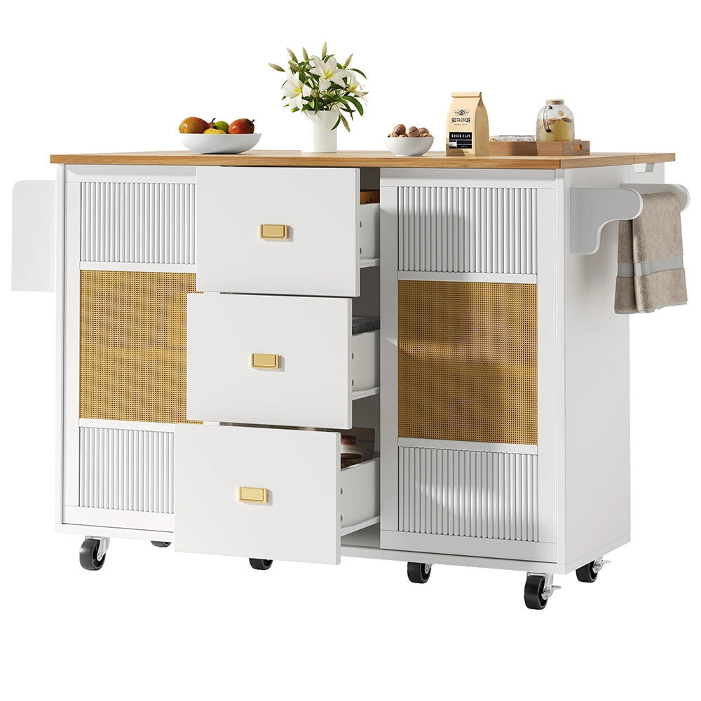 Isola cucina indipendente - Xylo - 120x73x90cm bianco ruote