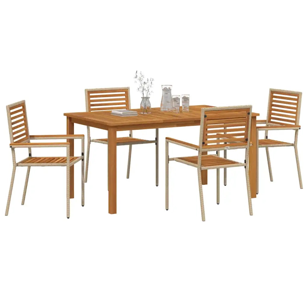 Set da Pranzo per Giardino 5 pcs Beige Legno di Acacia Massello 3365519