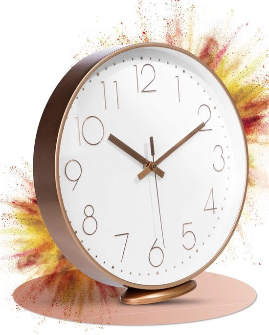 Oro rosa - Pendente o da parete - 30 cm - Silenzioso - Classico e moderno - Orologio a cristallo - Senza suoni di ticchettio - Per soggiorno, ufficio e molti altri ambienti.
