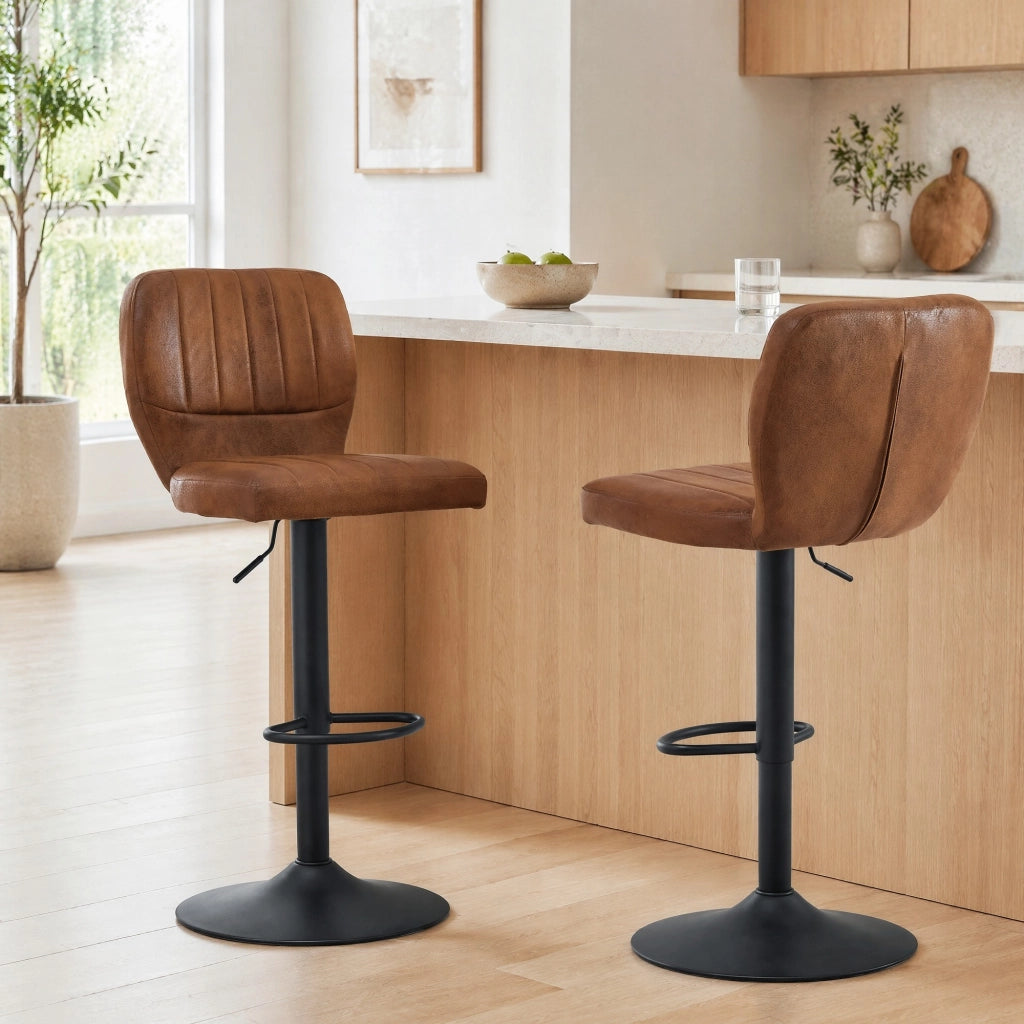 SGABELLO BAR regolabile 62-83 cm nero e marrone, girevole 360°