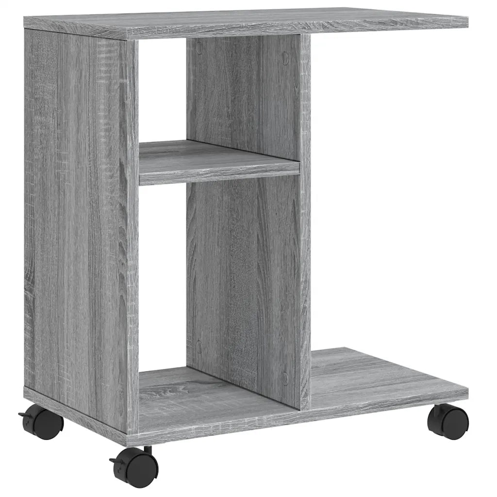 Tavolino | Tavolo laterale con Ruote Grigio Sonoma 50x30x55 cm Legno Multistrato