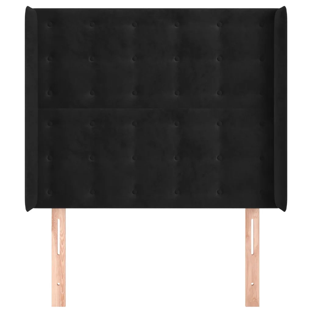 Testiera | Testata ad Orecchio Nera 83x16x118/128 cm in Velluto