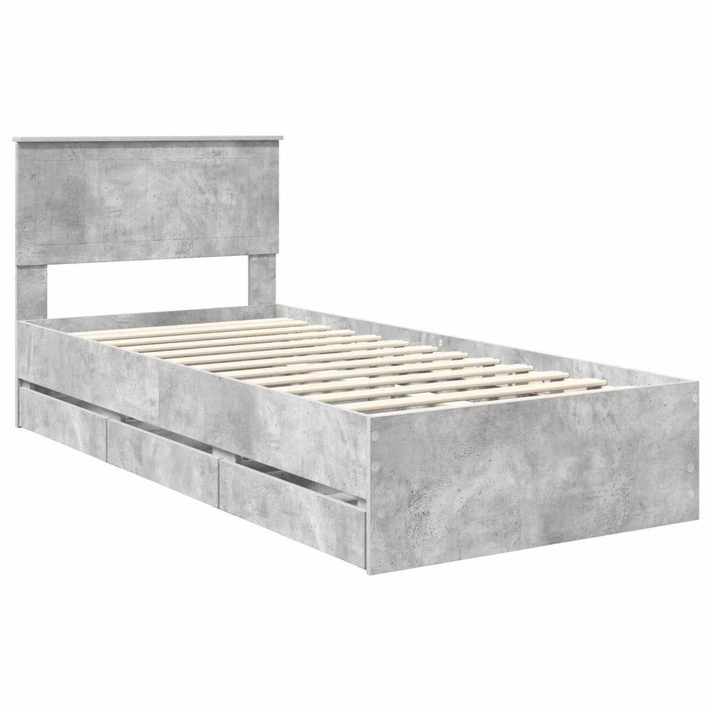 Struttura del letto con cassetto Grigio cemento 90 x 200 cm 3410745