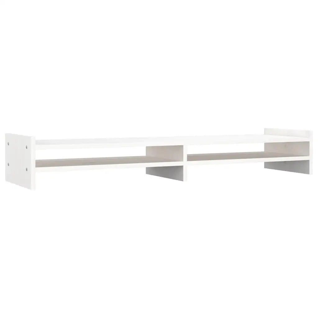 Supporto per Monitor Bianco 100x27x15 cm Legno Massello di Pino 814025
