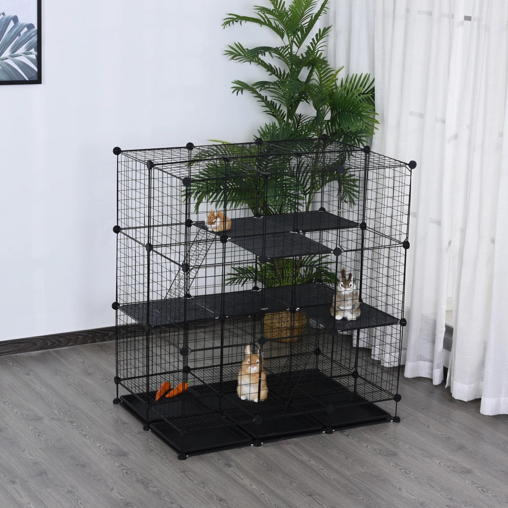 Gabbia modulare per roditori 3 livelli ¨C Xylo ¨C 111x75x119 cm 4 porte metallo nero