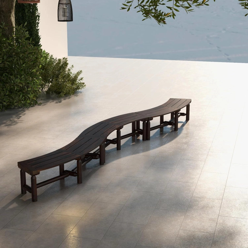 Panca da giardino, in carbonizzazione da superficie, panca in legno per 2 persone, panchine da parco, carico di 150 kg, per terrazza, balcone, vintage (forma curva, 139 x 36 x 41 cm)