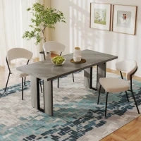Tavolo da Pranzo in Stile Industriale per 8 Persone max, in Legno e Acciaio, 180x80x75 cm, Grigio
