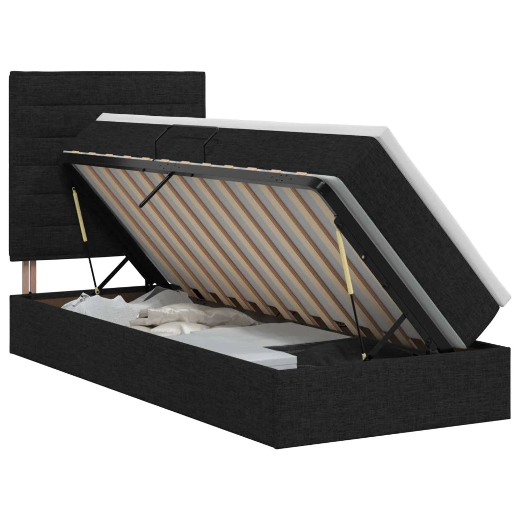 Letto con contenitore e materasso Nero 90 x 190 cm Tessuto 3459410