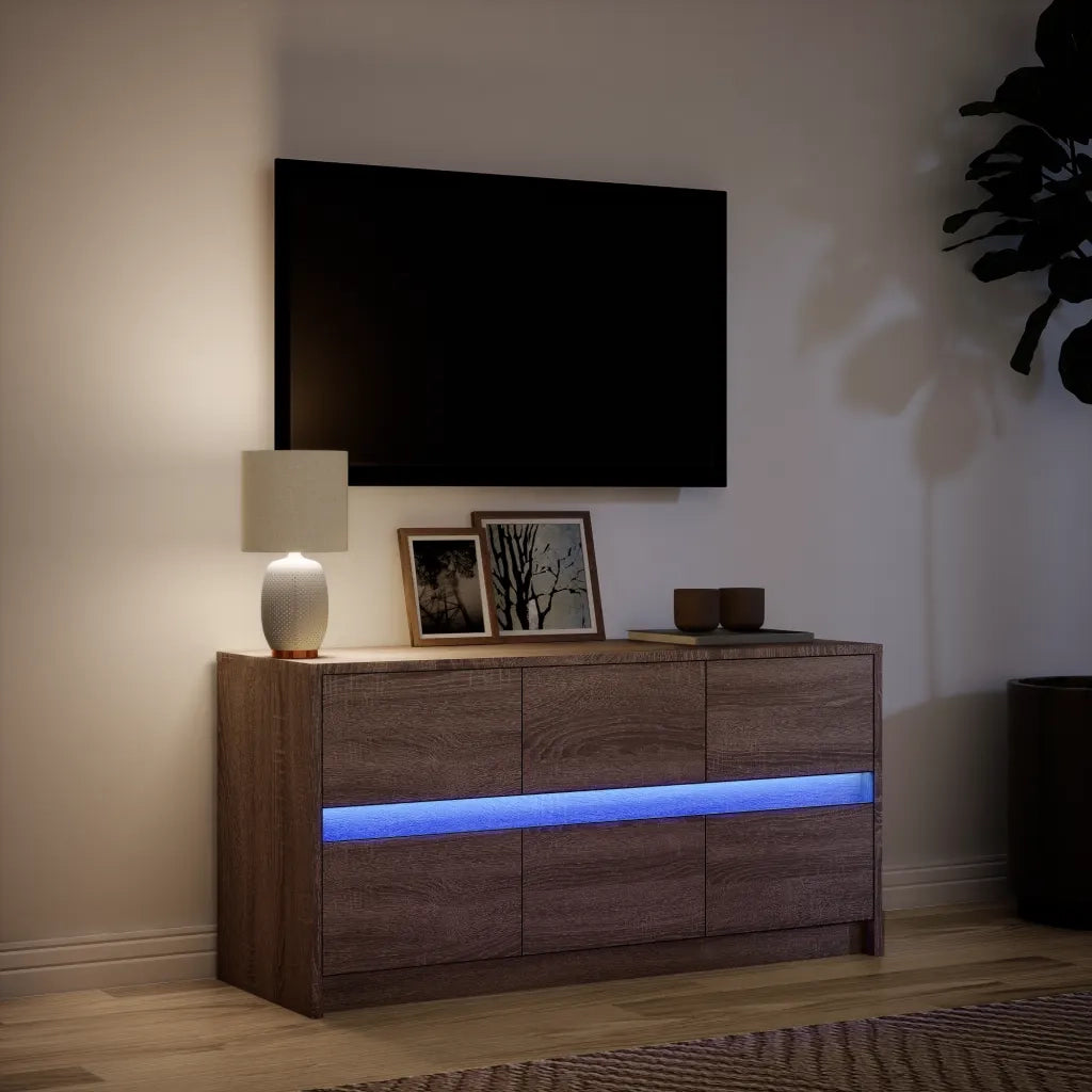 Mobile Porta TV con LED Rovere Marrone 100x34x50 cm Truciolato