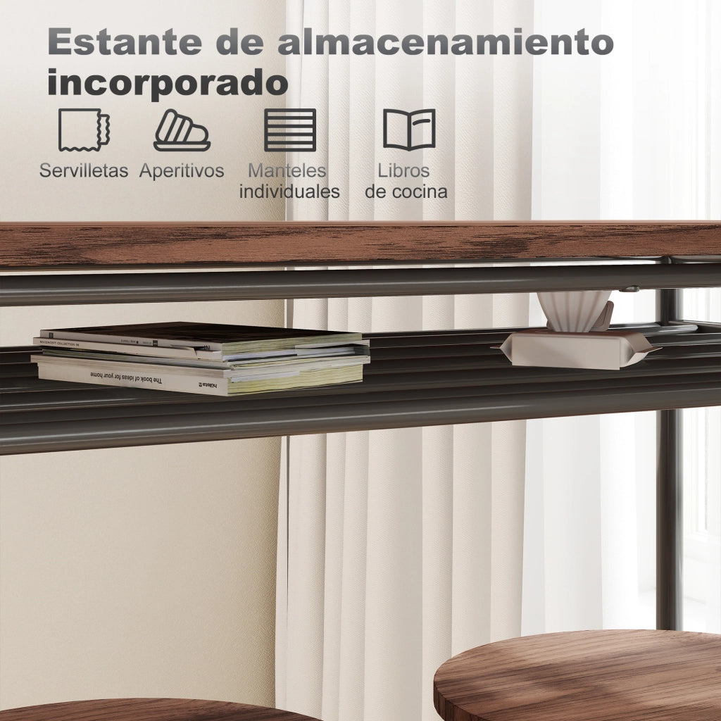 Tavolo da cucina con sgabelli ¨C zephmum ¨C nero, metallo, 90x200