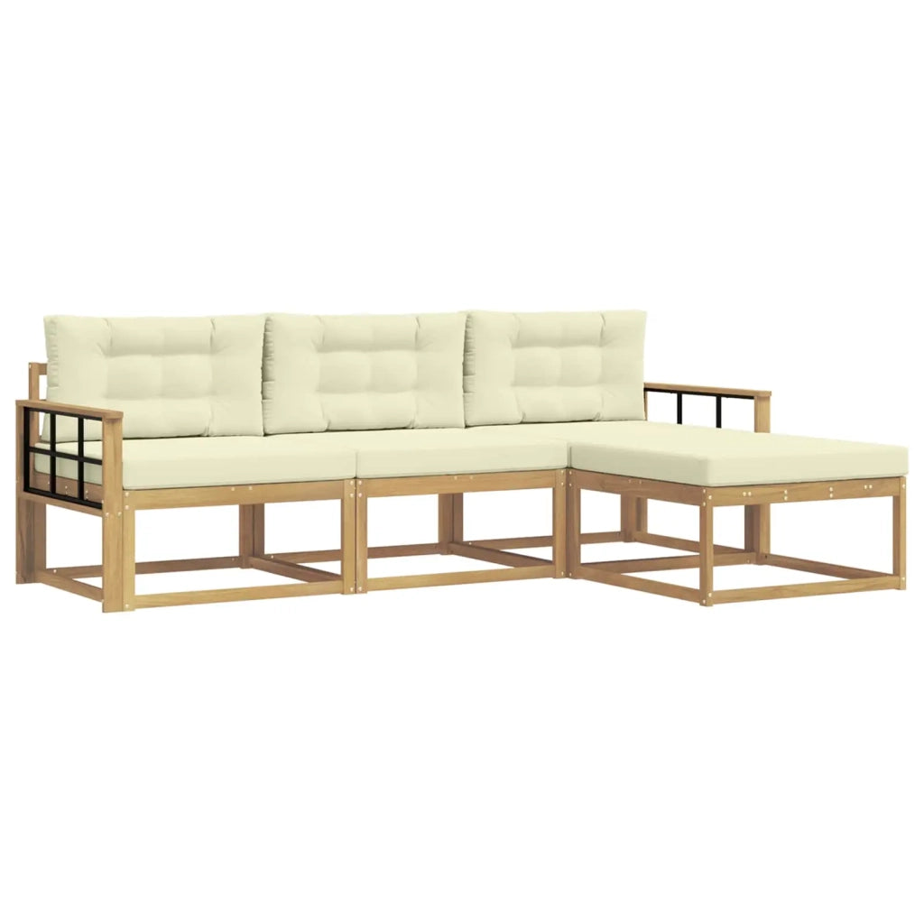 Set di divani da esterno 4 pz Bianco e Crema Poliestere 3386279