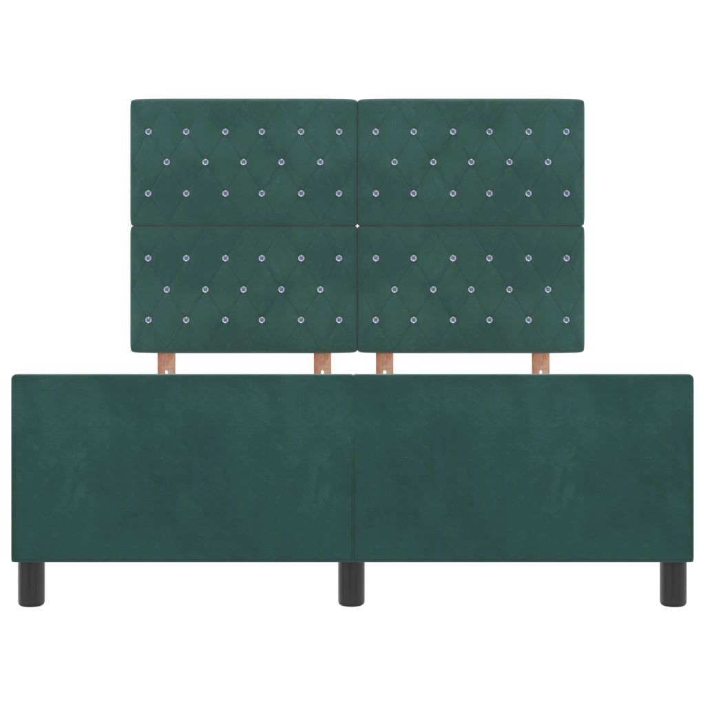 Struttura del letto in velluto verde scuro 140x200 cm
