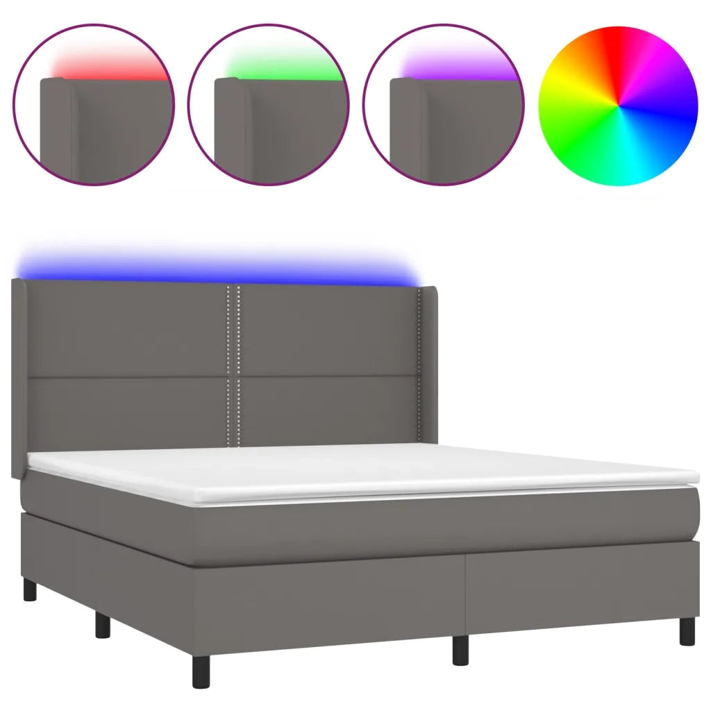 Giroletto Molle con Materasso e LED Grigio 180x200cm Similpelle 3139341