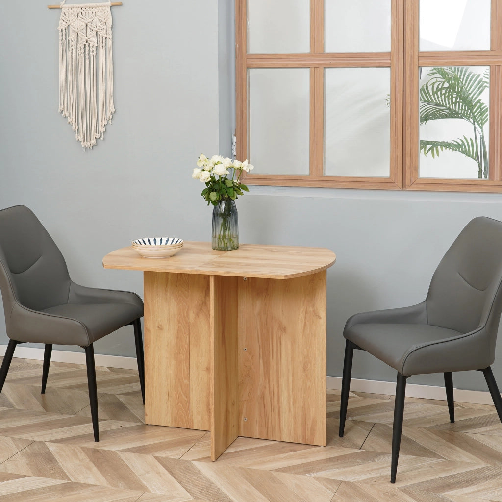 Tavolo da Pranzo Pieghevole Salvaspazio in Legno, 90x60x74cm, Quercia