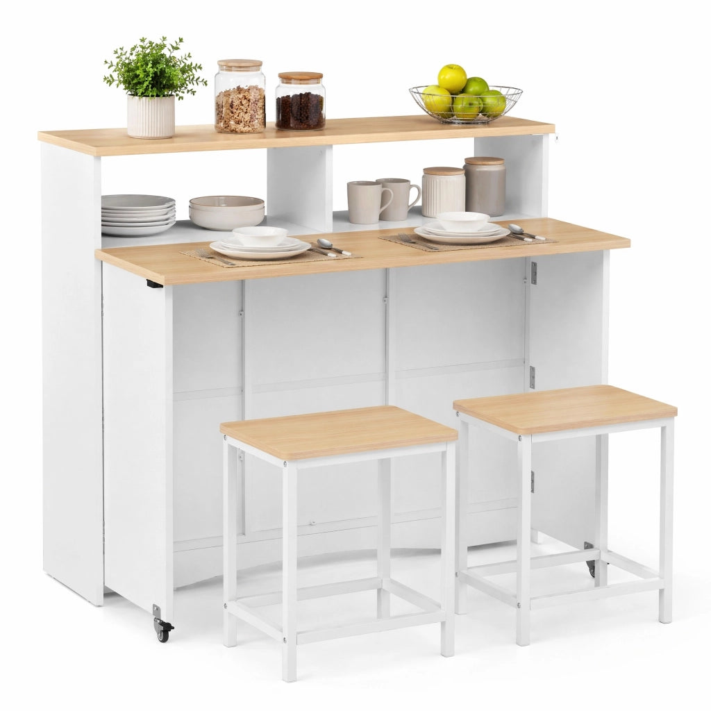 Isola da cucina con piano ribaltabile in MDF e PB bianca