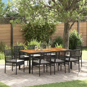 Set da Pranzo per Giardino 9 pcs Nero polyrattan 3334906