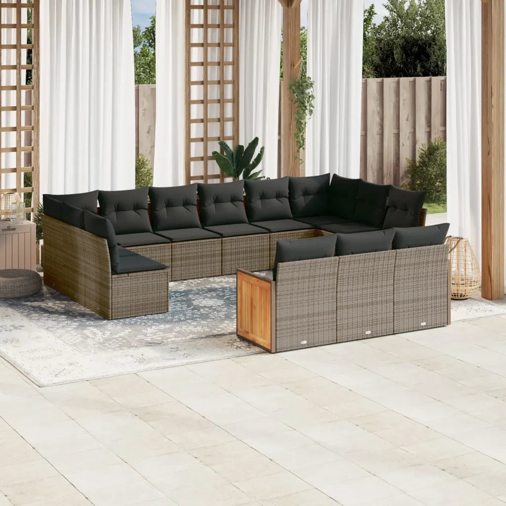 Set Divani da Giardino 13 pz con Cuscini Grigio in Polyrattancod mxl 112153