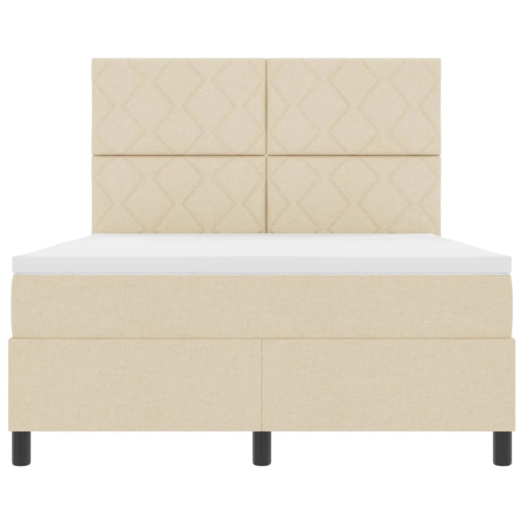 Letto a molle con materasso con led Crema 160 x 200 cm Tessuto 3342961