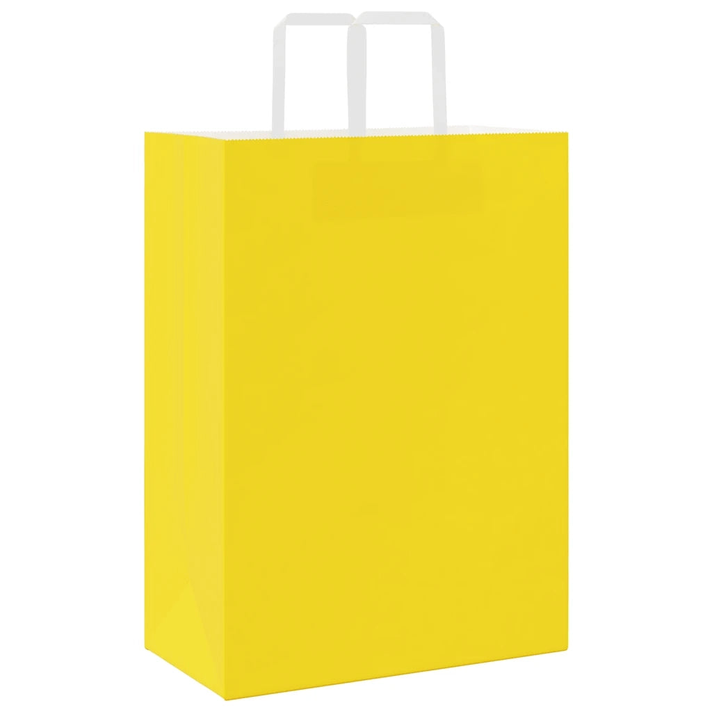 Sacchetti di Carta 250 pz con Manici Gialli 32x17x44 cm 4102014