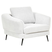 Poltrona Rivestimento in ciniglia con braccioli Gambe in ferro Soggiorno bianco sporco stile moderno