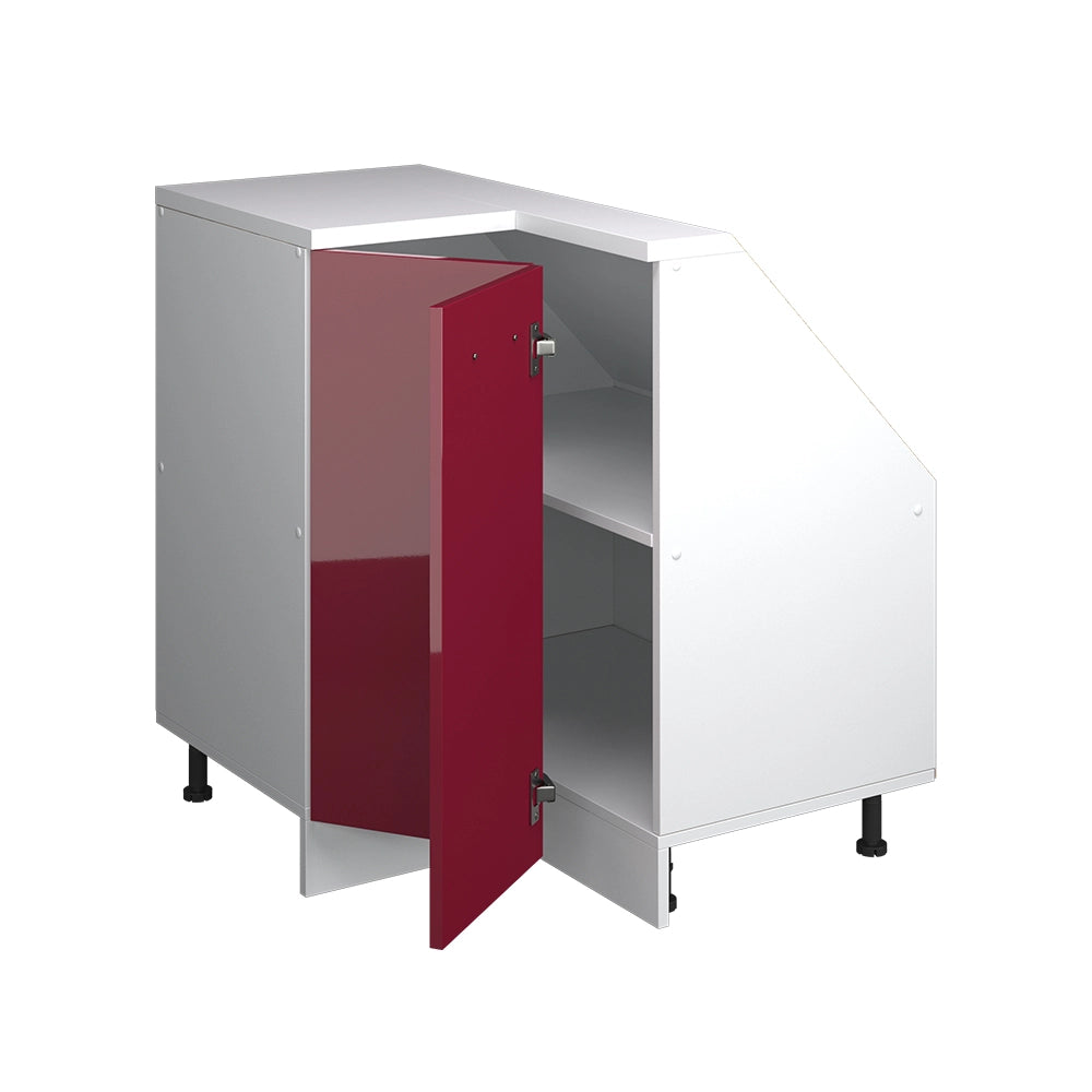 Mobile sottotetto Mobile angolare Rion Rosso lucido/Bianco 75.6 x 83.8 cm con 1 porta Vicco