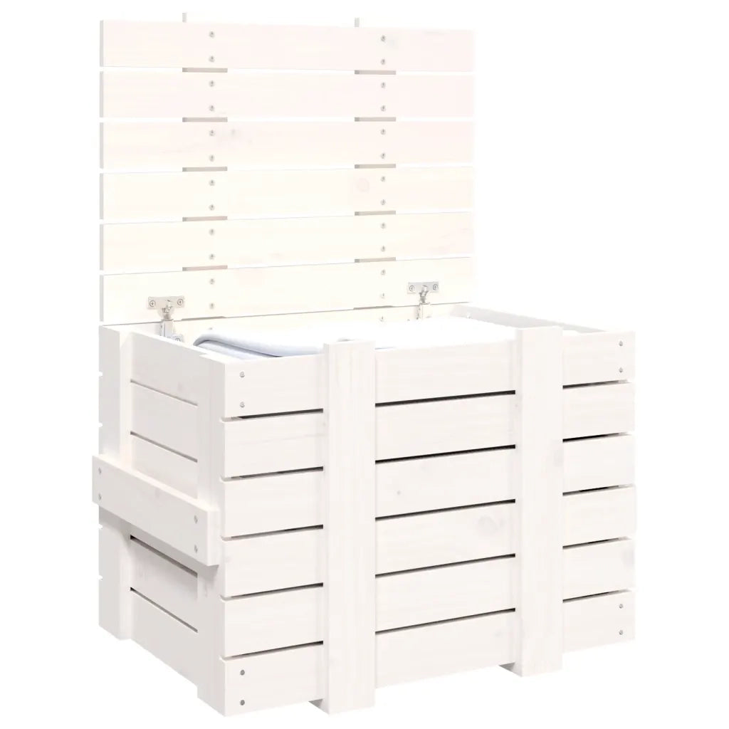 Contenitore Portaoggetti Bianco 58x40,5x42 cm Massello di Pino 824994