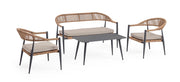 Set 4 Pezzi Salotto da Giardino con Divano 2 Poltrone e Tavolino in Alluminio e Fibra Sintetica Jandia Antracite e