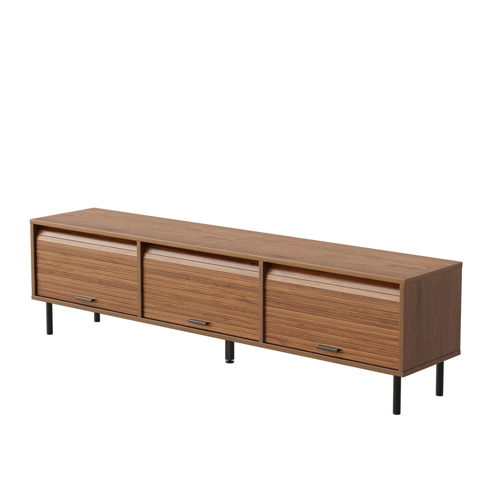 Mobile TV con 3 porte scorrevoli verso l'alto e 5 piedi in metallo; per soggiorno; 180 × 40 × 55 cm; noce