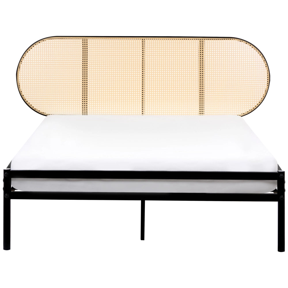 Letto matrimoniale imbottito in tessuto nero 140 x 200 cm rete a doghe gambe in legno moderno
