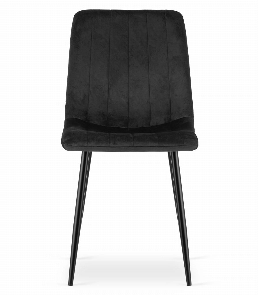 Sedia Valora JEWA in velluto nero dal design ergonomico per il soggiorno x2