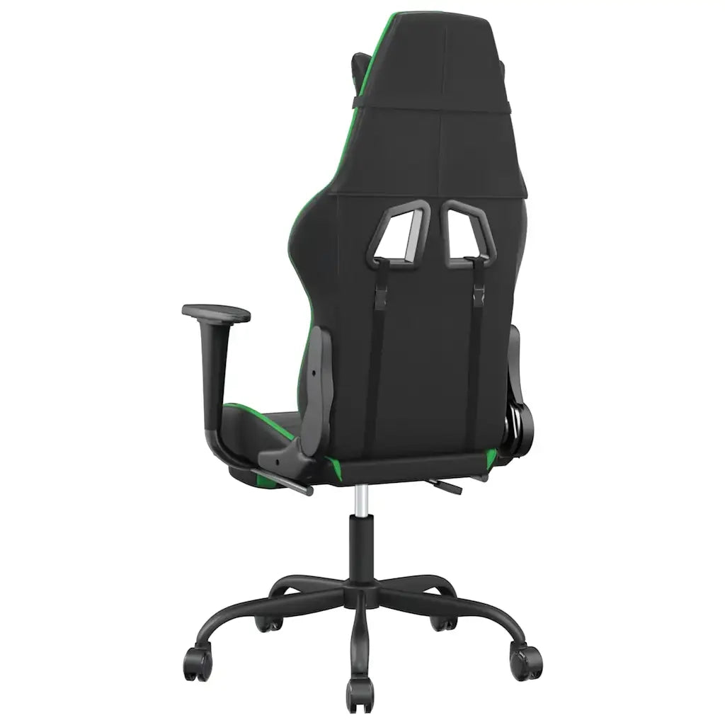 Sedia da Gaming | Sedia da e-sports Massaggio Poggiapiedi Nero e Verde Similpelle