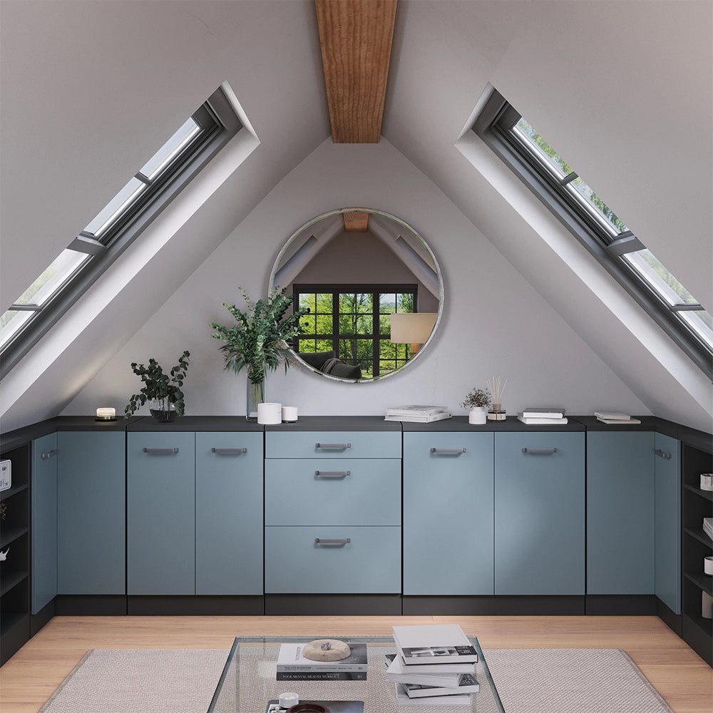 Mobile per mansarda Rion Grigio-blu/Antracite 60 x 83.8 cm senza inclinazione con 2 ante Vicco