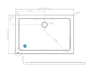 Piatto doccia ribassato 80x120 cm EASYFLAT resina H3.5 cm MONACO Bianco