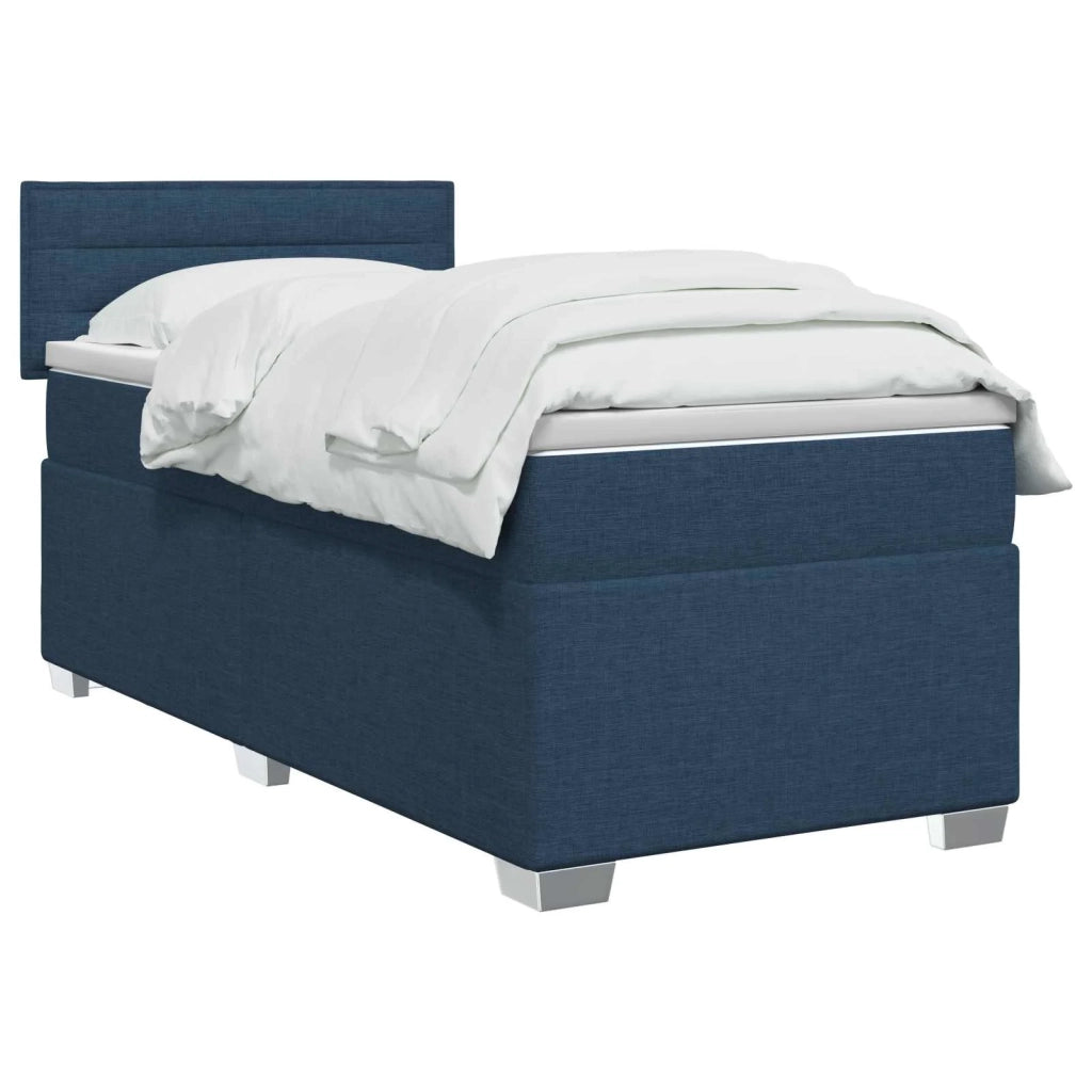 Letto con Box Spring, Materasso e LED Blu 100 x 200 cm Tessuto 3451874