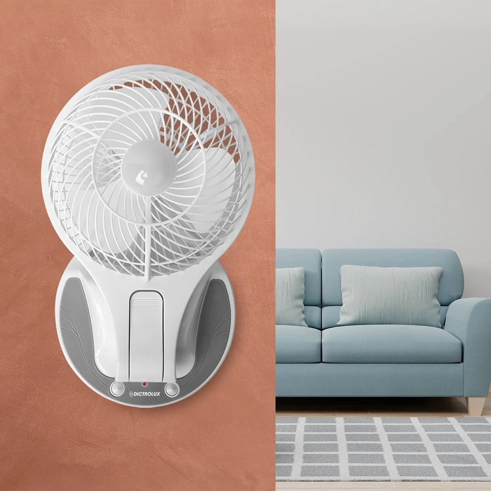 Trade Shop - Ventilatore Portatile Ricaricabile 8w 2 Velocità Con Luce Led Parete Scrivania Campeggio -