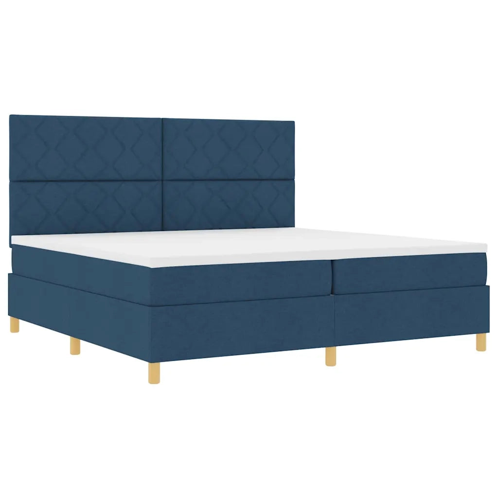 Letto a Sorgente LED con materasso Blu 200 x 200 cm Tessuto