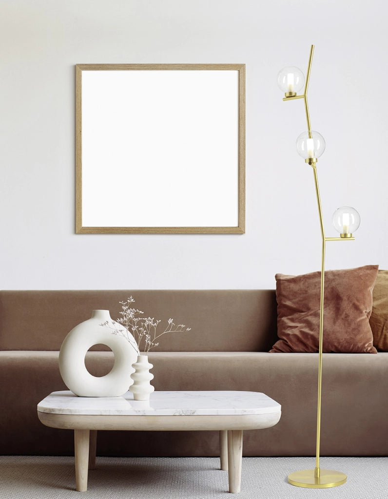 CAMELY LAMPADA DA TERRA 3 LUCI ORO SPAZZOLATO ATTACCO G9 D.12CM IN VETRO TRASPARENTE