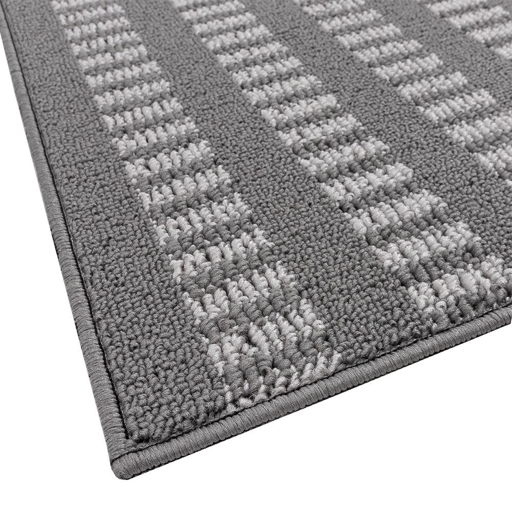 Tappeto Cucina Morbido 3D Assorbente Lavabile Antiscivolo Passatoia Bordata A Righe 50x110 Grigio