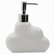 Trade Shop - Dispenser Sapone Liquido In Ceramica Bianca Forma Nuvola Accessorio Bagno 79936 -