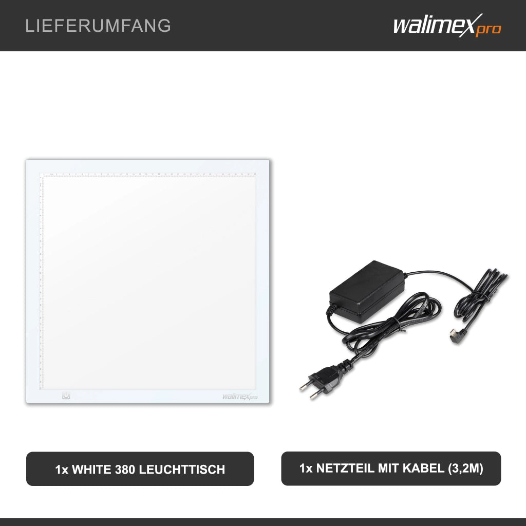 Tavoletta luminosa LED Shining White 380 15 W, Lightpad 38 x 38 cm, dimmerabile, con temperatura di colore 5600 K, per disegno e pittura