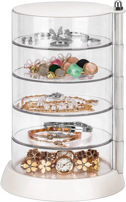 Organizzatore per accessori capelli, 5 strati trasparenti in acrilico per organizzare elastici capelli, Classifica la conservazione per strato, Scatola per accessori capelli, bracciali e anelli