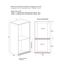 Mobile Lavanderia a Colonna per Lavatrice o Asciugatrice con Asse da Stiro e Ante Superiori 70x70x174A cm in Nobilitato