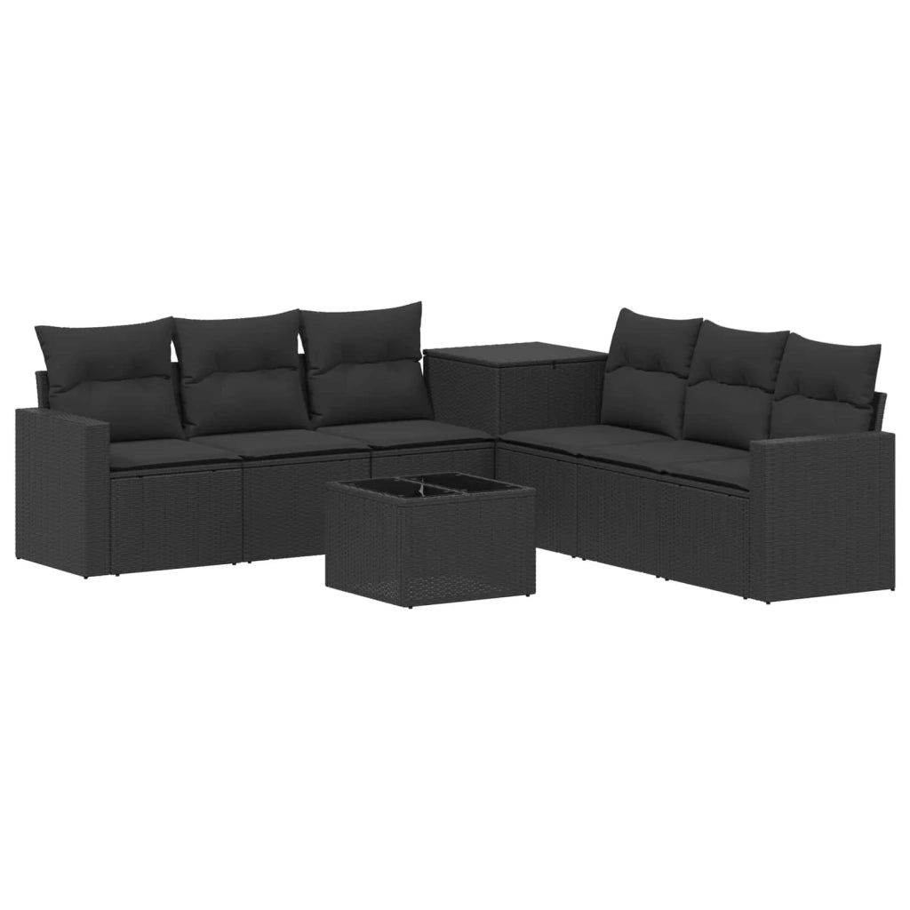Set di divani 8 pz Nero Rattan sintetico e Acciaio 3448314