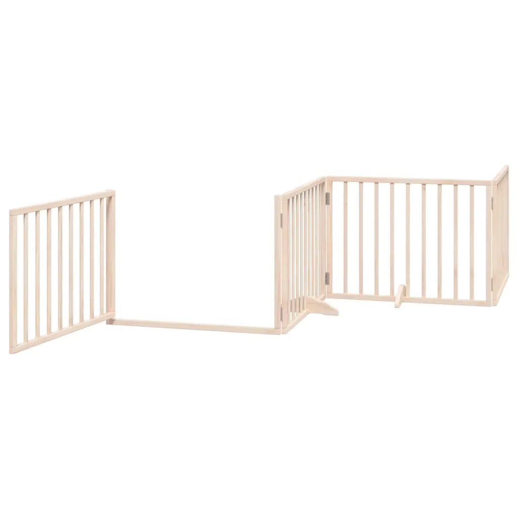 Cancelletto per cani con porta pieghevole 4 pannelli 320 cm in legno di pioppo 352177