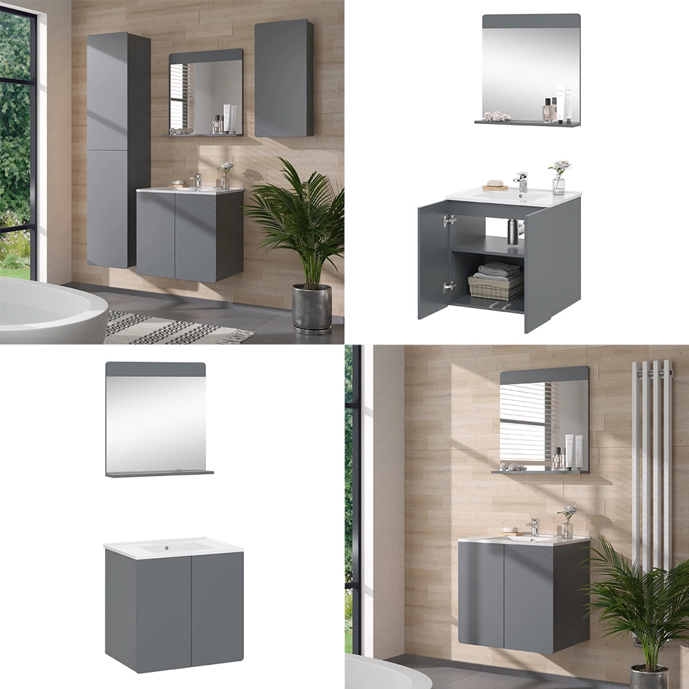 Vicco Set di mobili da bagno Grigio 2 parti