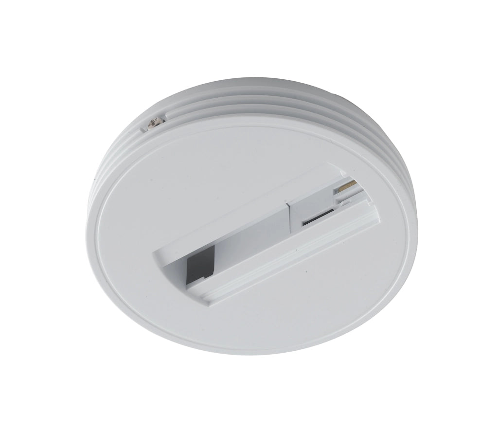 LED-TRACK-BASE BASE TONDA TRIFASE BIANCA PER FARO BINARIO EXPRESS ROCKET, SQUIB, OBOE 12X2,5CM